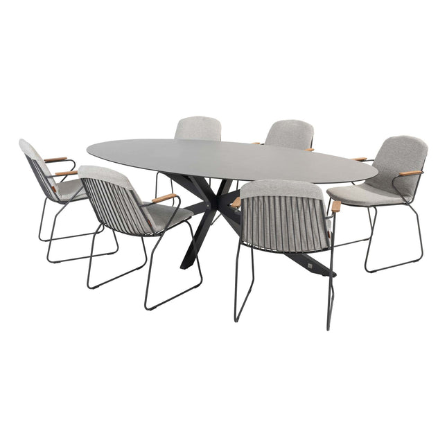 4 Seasons Outdoor Veneto dining antraciet + Privada tafel ovaal HPL blad 240 cm