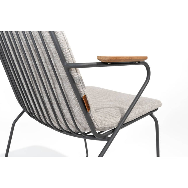 4 Seasons Outdoor Veneto dining antraciet + Taste 4SO Prado teak tafel 130 Ø cm