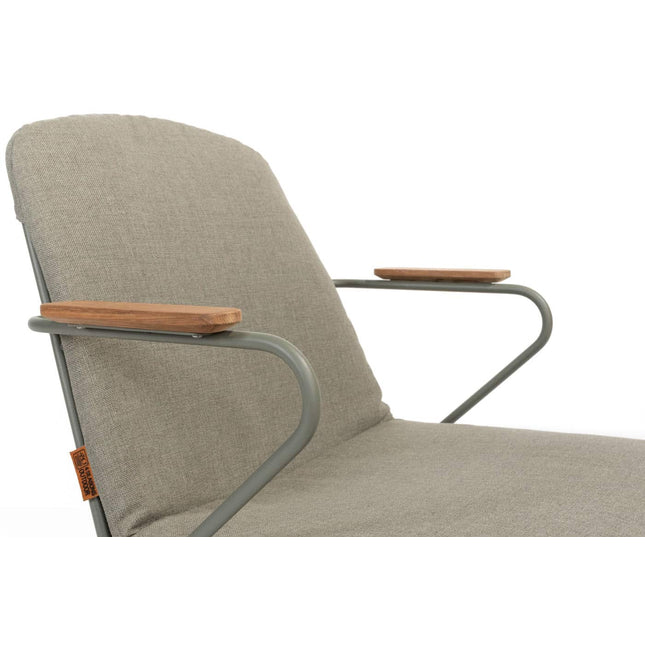 4 Seasons Outdoor Veneto dining olive + Taste 4SO Prado teak tafel 130 Ø cm