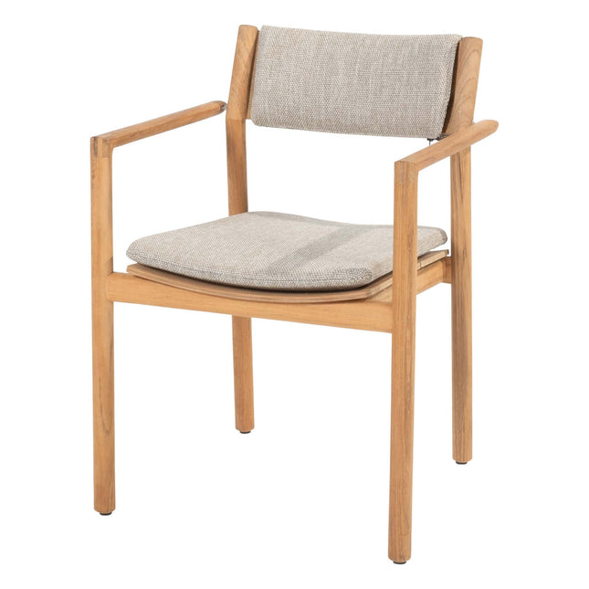 4 Seasons Outdoor Levi stapelbare dining stoel teak incl. 2 kussens