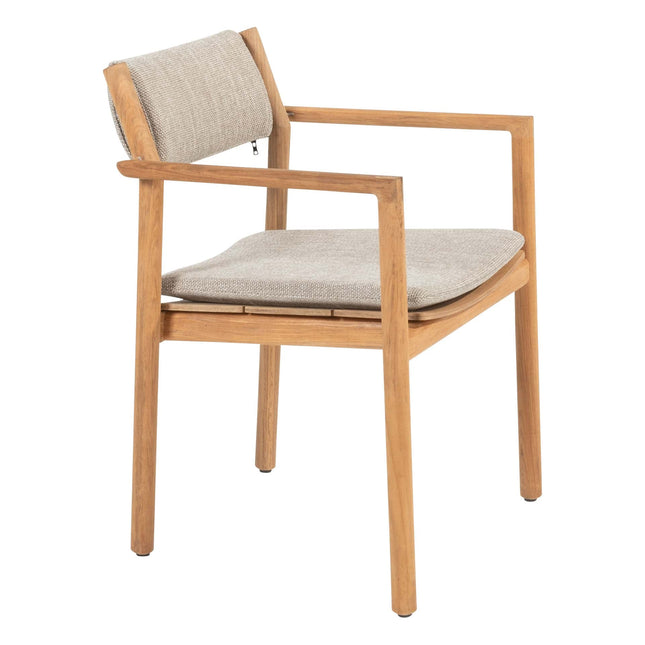 4 Seasons Outdoor Levi stapelbare dining stoel teak incl. 2 kussens