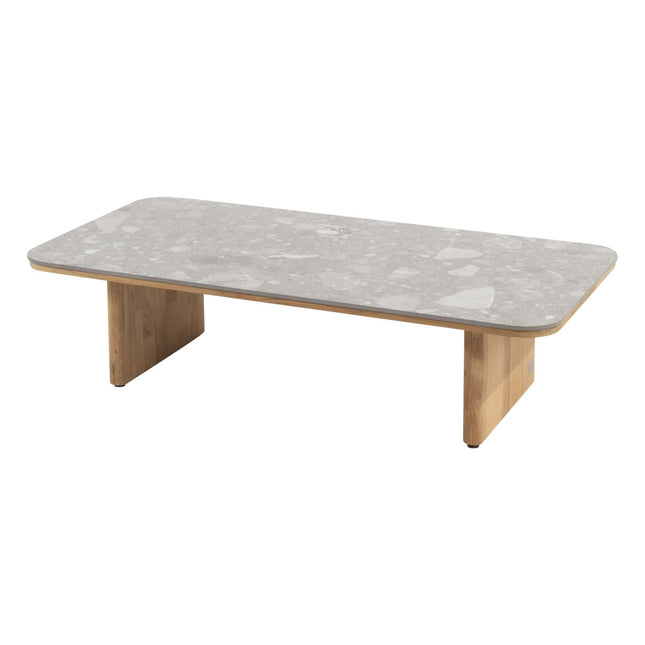 4 Seasons Outdoor Lucas salontafel teak 120 x 60 x 30 cm. Met keramiek terrazzo tafelblad