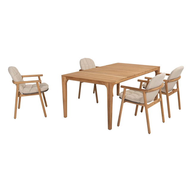 4 Seasons Outdoor Samos dining stoel + Taste 4SO Liam eettafel teak 180 cm