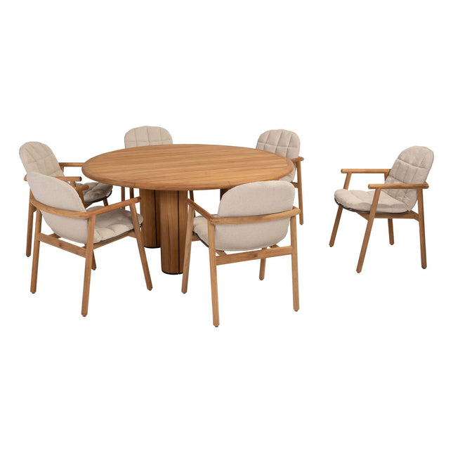 4 Seasons Outdoor Samos dining stoel + Taste 4SO Corsica tafel teak 160 Ø cm