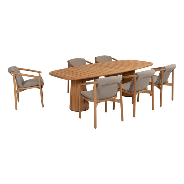 4 Seasons Outdoor Tess dining + Taste 4SO Capri tafel barrel-vorm teak 240 x 110 cm