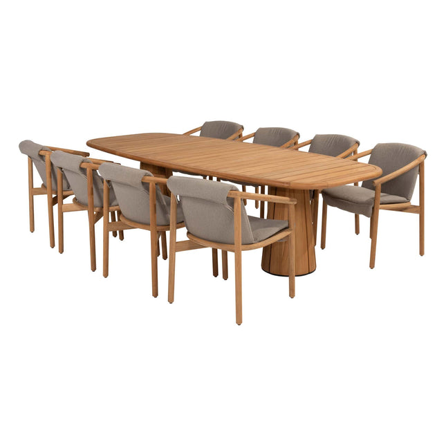 4 Seasons Outdoor Tess dining + Taste 4SO Capri tafel barrel-vorm teak 280 x 110 cm