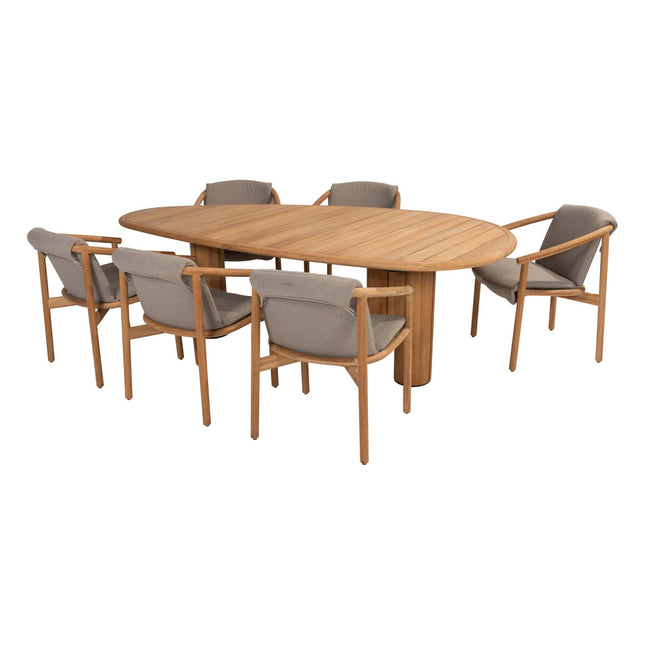 4 Seasons Outdoor Tess dining + Taste 4SO Corsica tafel kiezel-vorm teak 240 x 130 cm