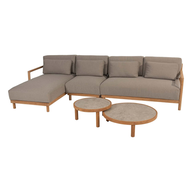 4 Seasons Outdoor Marie chaise lounge bank + center + Finn salontafels keramiek