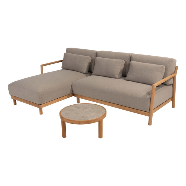 4 Seasons Outdoor Marie chaise lounge bank + Finn salontafel keramiek 63 Ø cm