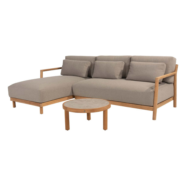 4 Seasons Outdoor Marie chaise lounge bank + Finn salontafel keramiek 63 Ø cm