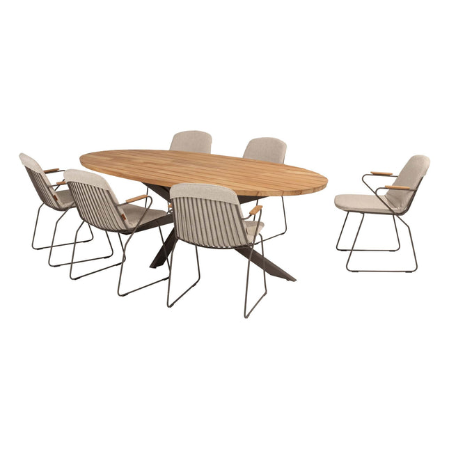 4 Seasons Outdoor Veneto dining terre + Taste 4SO Prado teak tafel ovaal 240 cm