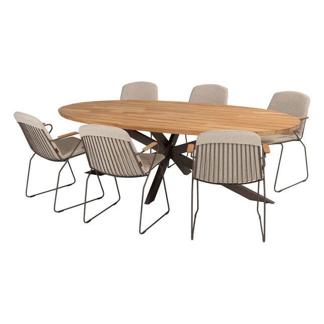 4 Seasons Outdoor Veneto dining terre + Taste 4SO Prado teak tafel ovaal 240 cm