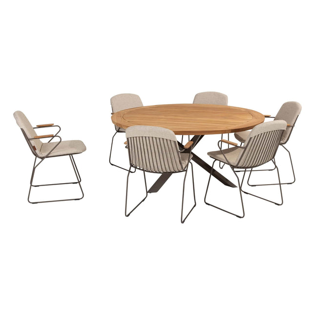 4 Seasons Outdoor Veneto dining terre + Taste 4SO Prado teak tafel 160 Ø cm