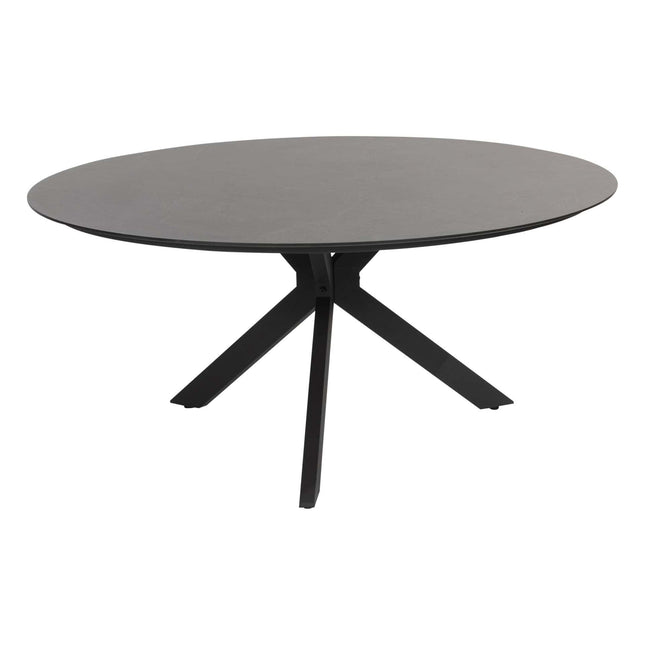 Taste 4SO Manitoba stapelbare dining stoel antraciet + 4 Seasons Outdoor Locarno tafel HPL slate antraciet 160 Ø cm