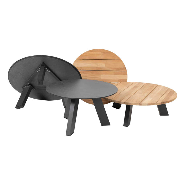 4 Seasons Outdoor Cosmic salontafel met teak tafelblad 65 cm Ø (H 35 cm)