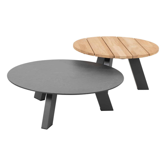 4 Seasons Outdoor Cosmic salontafel met teak tafelblad 65 cm Ø (H 35 cm)