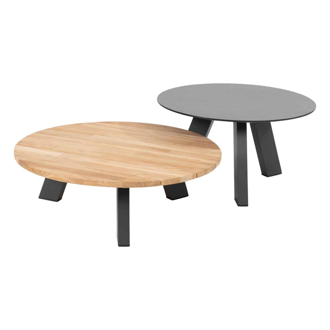 4 Seasons Outdoor Cosmic salontafel met teak tafelblad 78 cm Ø (H 25)