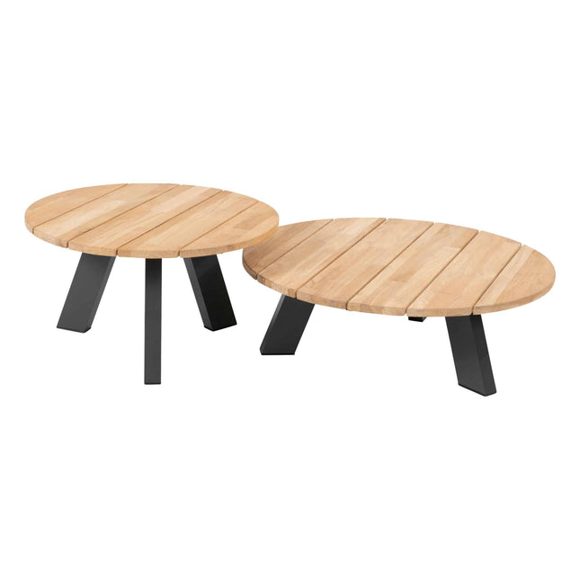 4 Seasons Outdoor Cosmic salontafel met teak tafelblad 78 cm Ø (H 25)