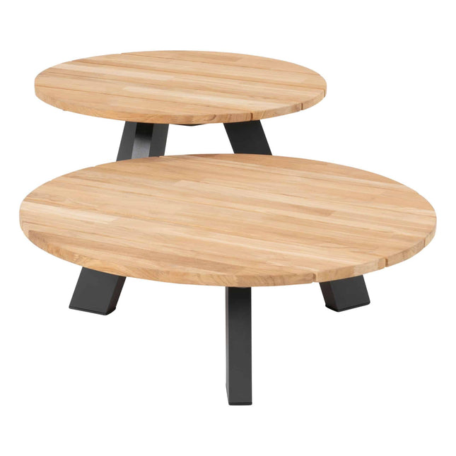 4 Seasons Outdoor Cosmic salontafel met teak tafelblad 78 cm Ø (H 25)