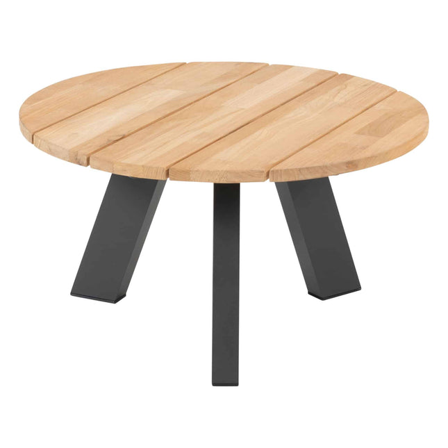 4 Seasons Outdoor Cosmic salontafel met teak tafelblad 65 cm Ø (H 35 cm)