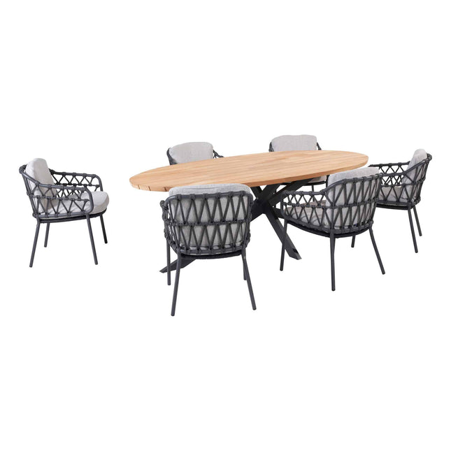 4 Seasons Outdoor Calpi dining + Taste 4SO Prado teak tafel ovaal 240 cm