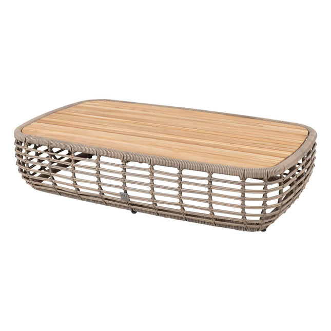 4 Seasons Outdoor Lugano salontafel met teak tafelblad 130 x 80 x 30 cm.