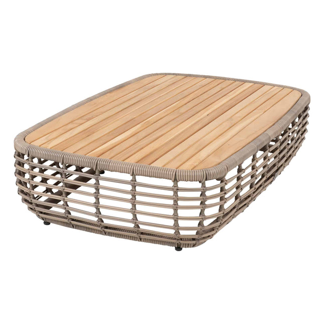 4 Seasons Outdoor Lugano salontafel met teak tafelblad 130 x 80 x 30 cm.