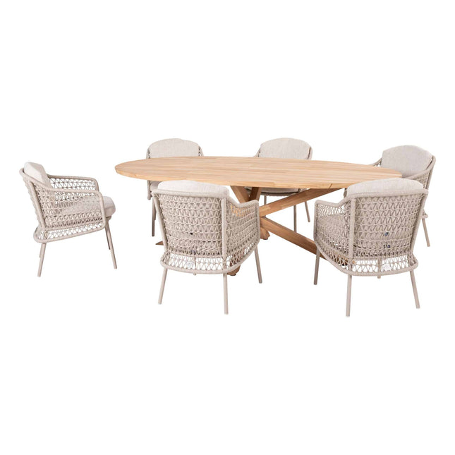 4 Seasons Outdoor Puccini dining + Taste 4SO Prado teak tafel ovaal 240 cm