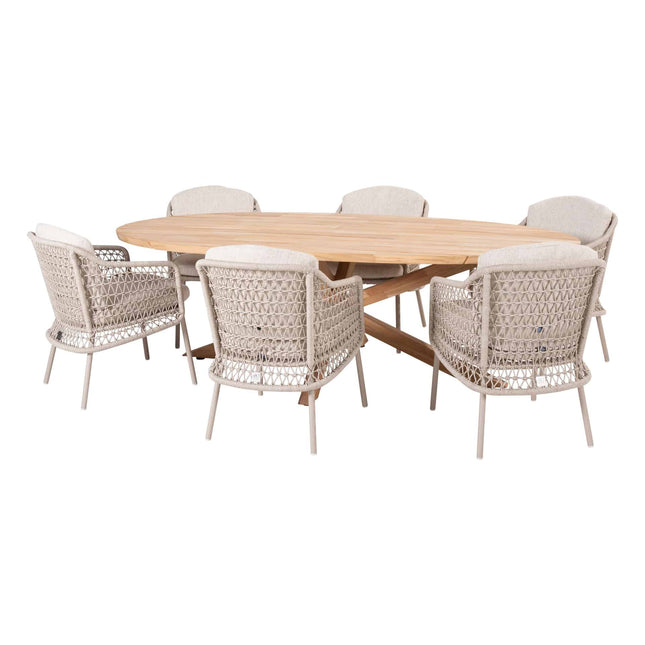 4 Seasons Outdoor Puccini dining + Taste 4SO Prado teak tafel ovaal 240 cm