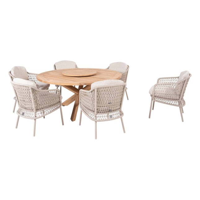 4 Seasons Outdoor Puccini dining + Taste 4SO Prado teak tafel 160 Ø cm + lazy susan
