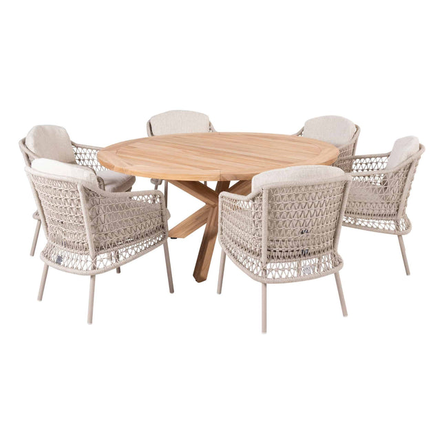 4 Seasons Outdoor Puccini dining + Taste 4SO Prado teak tafel 160 Ø cm