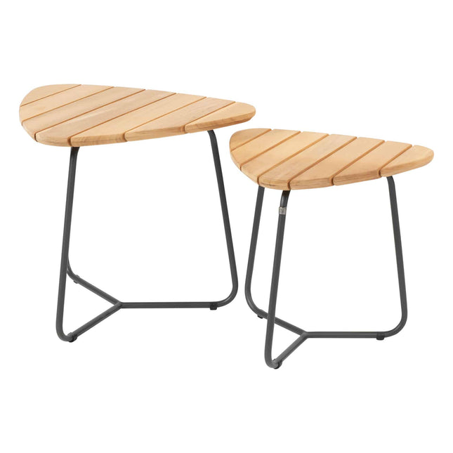 4 Seasons Outdoor Verdi set van 2 teak driehoekige salontafels