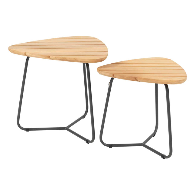 4 Seasons Outdoor Verdi set van 2 teak driehoekige salontafels