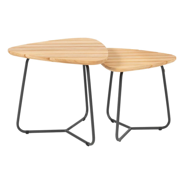 4 Seasons Outdoor Verdi set van 2 teak driehoekige salontafels