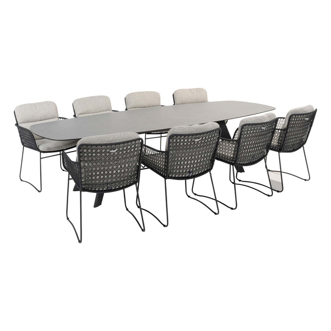 4 Seasons Outdoor Aprilla dining antraciet + Montana tafel HPL slate antraciet 280 cm