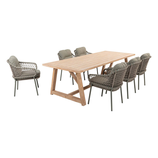 4 Seasons Outdoor Jura dining + Taste 4SO Noah brushed teak tafel 260 cm