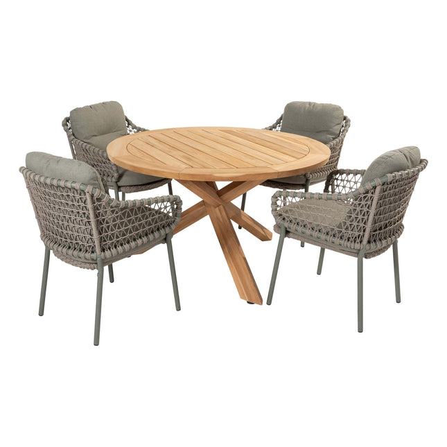 4 Seasons Outdoor Jura dining + Taste 4SO Prado teak tafel 130 Ø cm
