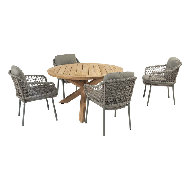 4 Seasons Outdoor Jura dining + Taste 4SO Prado teak tafel 130 Ø cm