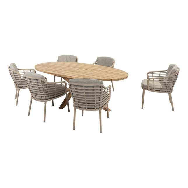 4 Seasons Outdoor Como dining + Taste 4SO Prado teak tafel ovaal 240 cm