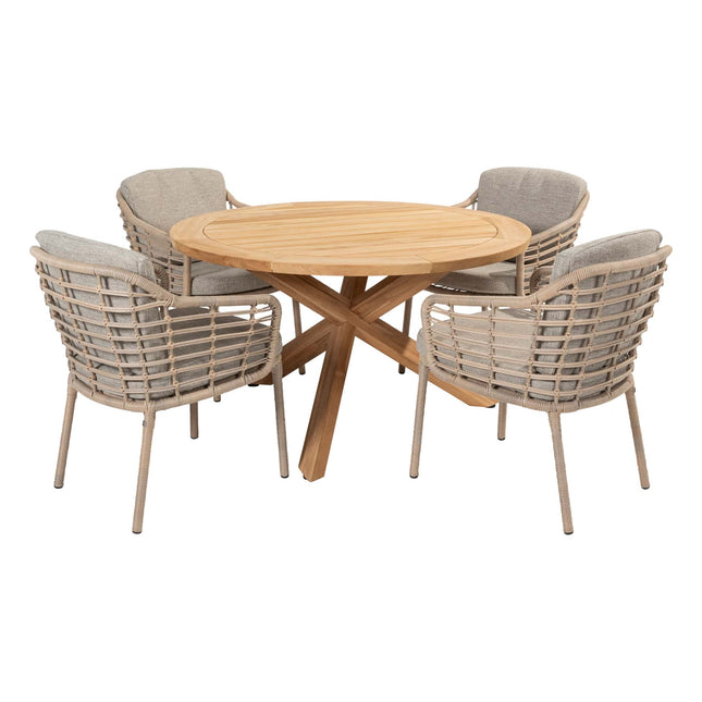 4 Seasons Outdoor Como dining + Taste 4SO Prado teak tafel 130 Ø cm