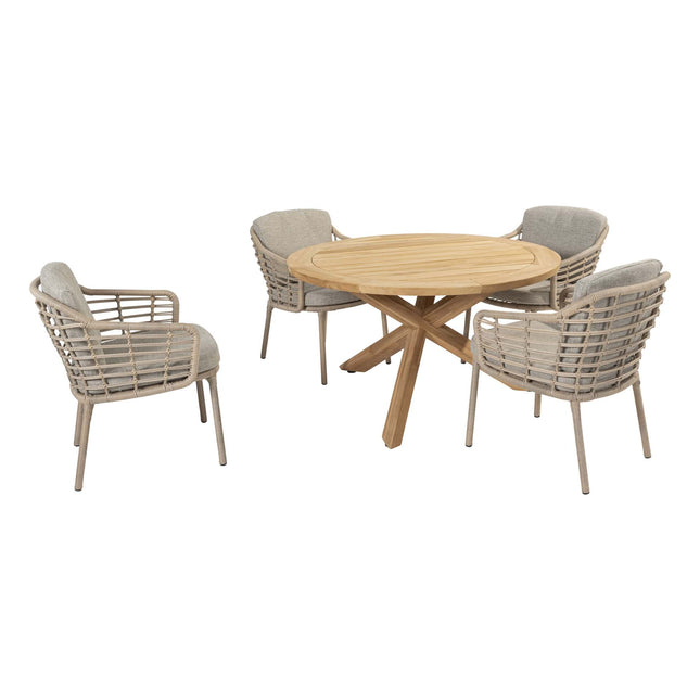 4 Seasons Outdoor Como dining + Taste 4SO Prado teak tafel 130 Ø cm