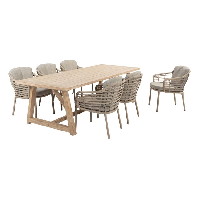 4 Seasons Outdoor Como dining + Taste 4SO Noah brushed teak tafel 260 cm