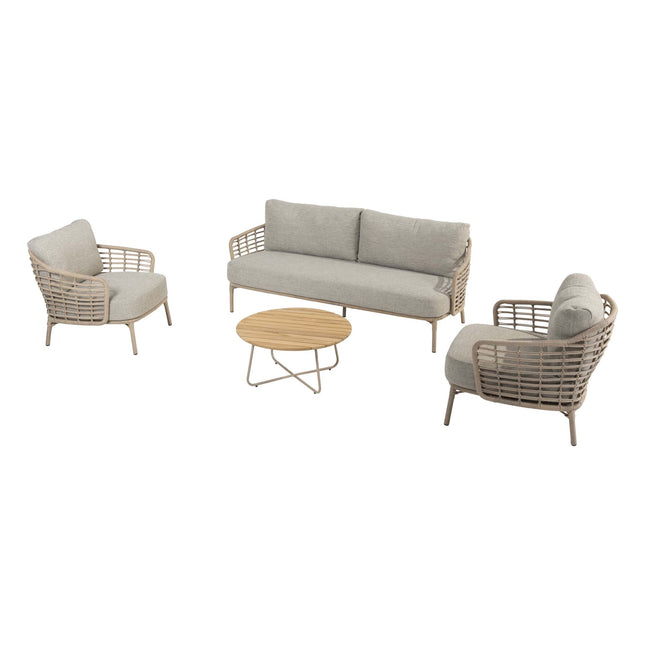 4 Seasons Outdoor Como loungeset harvest + Verdi salontafel latte 73 Ø cm