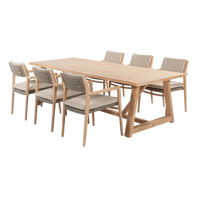 4 Seasons Outdoor Julia dining + Taste 4SO Noah brushed teak tafel 260 cm