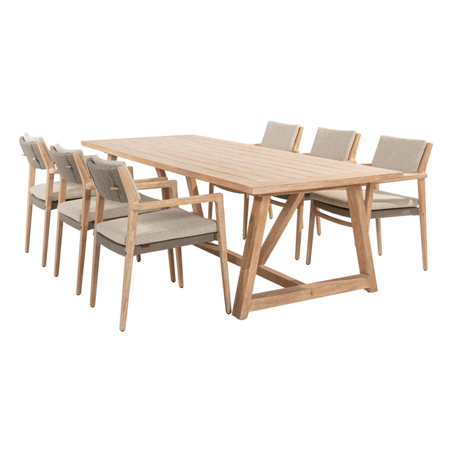 4 Seasons Outdoor Julia dining + Taste 4SO Noah brushed teak tafel 260 cm