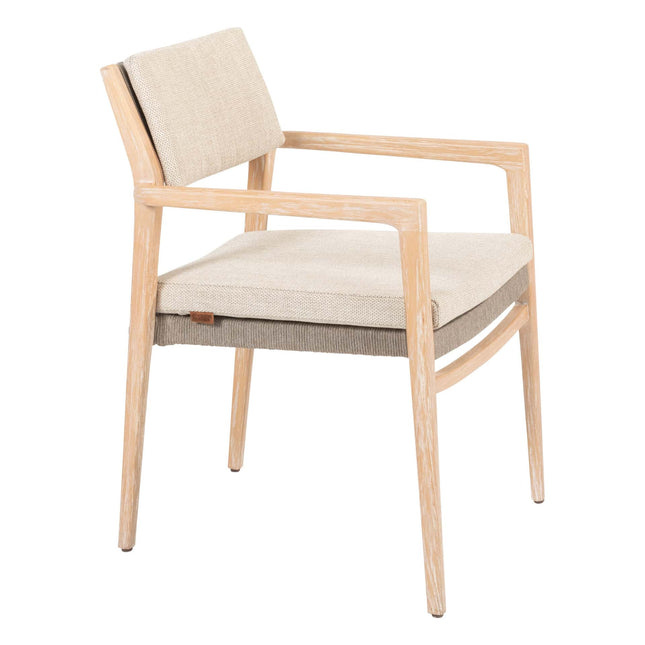 4 Seasons Outdoor Julia stapelbare dining stoel brushed teak incl. 2 kussens