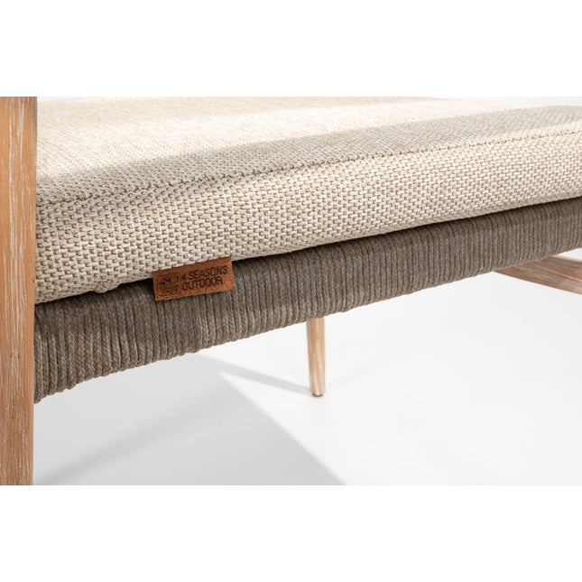 4 Seasons Outdoor Julia 3-zits lounge bank brushed teak incl. 4 kussens