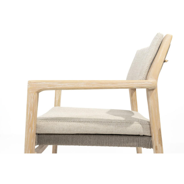 4 Seasons Outdoor Julia stapelbare dining stoel brushed teak incl. 2 kussens