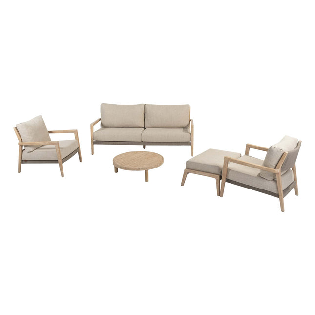4 Seasons Outdoor Julia loungeset + voetenbank + Sem salontafel 80 Ø cm