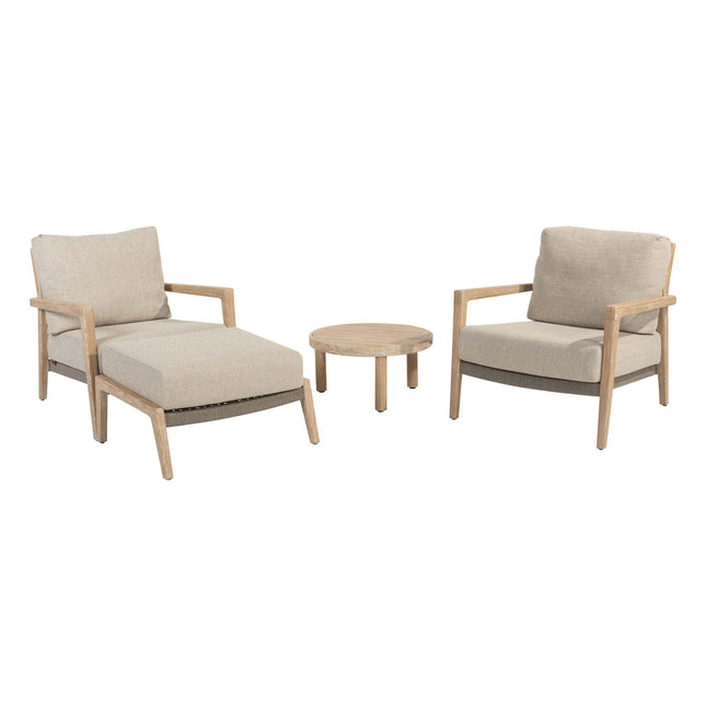 4 Seasons Outdoor Julia bistro loungeset + voetenbank + Sem salontafel 60 Ø cm